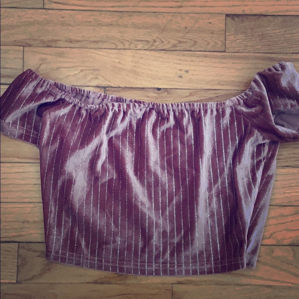 A small pink velvet and sparkle crop top. - Picture 1 of 1